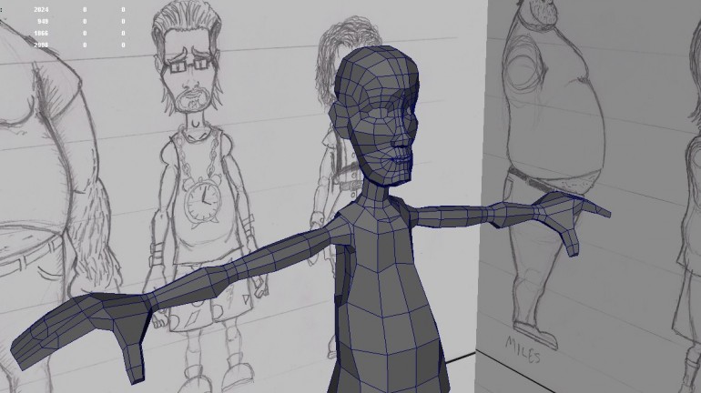 A work-in-progress screenshot of one of the in-game playable characters, Gary.