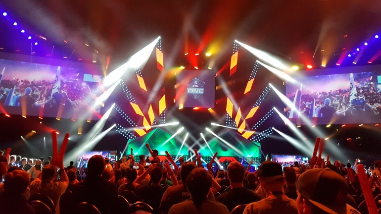 Picture taken from the back of the ground floor seating area, before the players walked on stage.