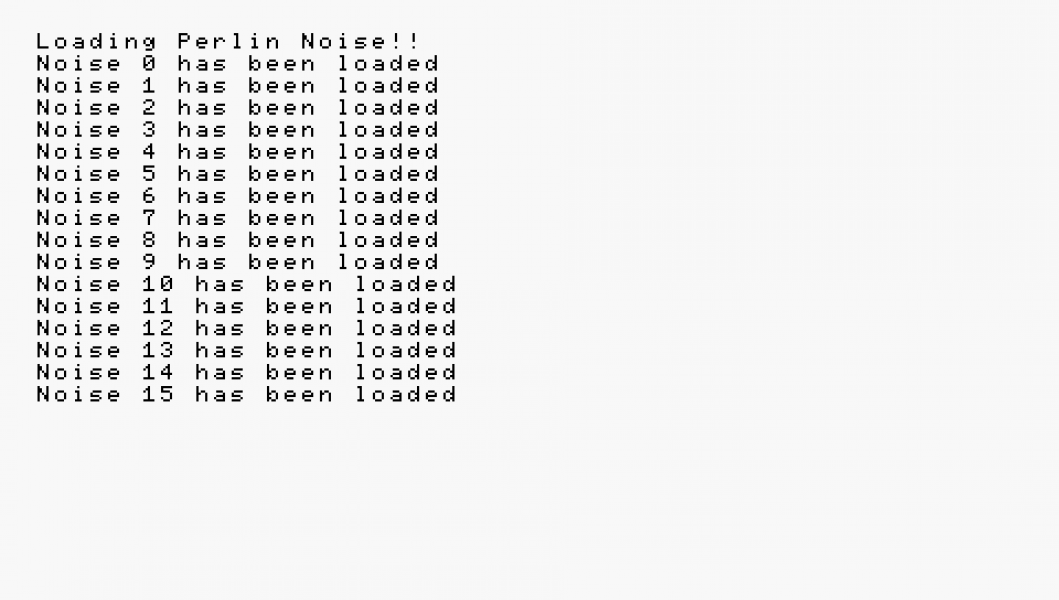 Debugging Output - Debugging text output from the Perlin Noise demo. Testing multi-threading functionality.