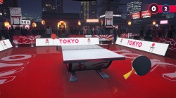 An in-game screenshot of one of the virtual table tennis arenas based in Tokyo, Japan.
