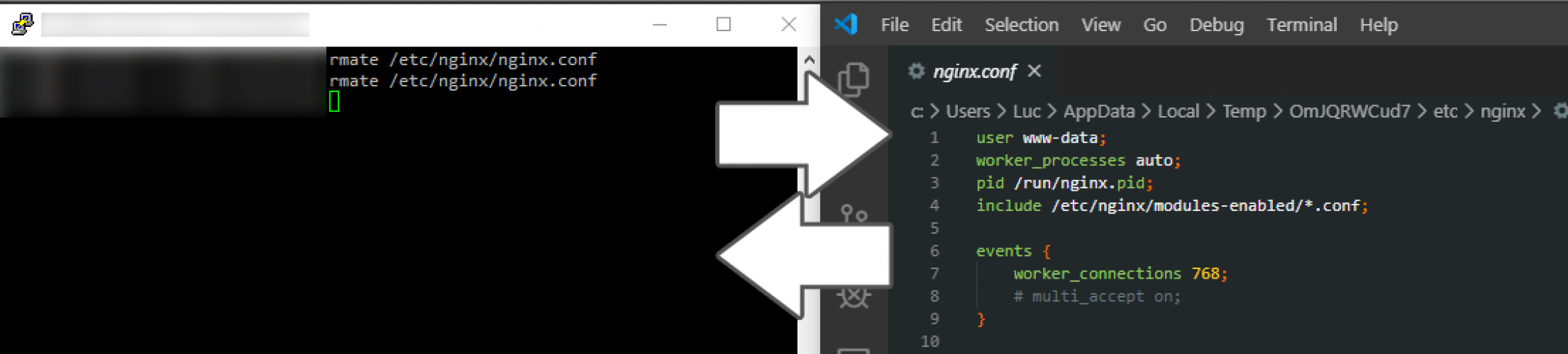 visual studio code remote editing